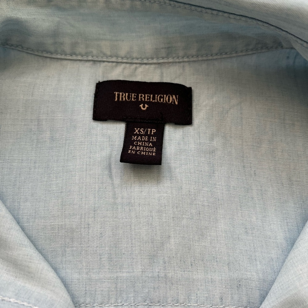 True Religion- Utility Button Down Shirt- Light Blue- XS - Picture 2 of 13